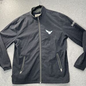 Linksoul Jacket Mens Large Blue Full Zip Performance Stretch Golf Pockets Logo